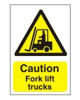 Caution Fork lift trucks sign Caution Forklift trucks