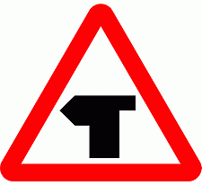 DOT No 505.1   T junction Ahead Official Department of Transport Category: Warning Signs / Official schedule number: 1