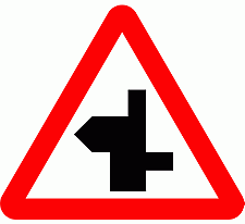 DOT No 507.1   Staggered Junction Ahead 2 Official Department of Transport Category: Warning Signs / Official schedule number: 1