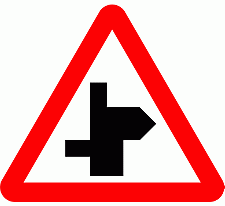 DOT No 507.1   Staggered Junction Ahead 3 Official Department of Transport Category: Warning Signs / Official schedule number: 1