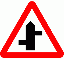 DOT No 507.1   Staggered Junction Ahead Official Department of Transport Category: Warning Signs / Official schedule number: 1