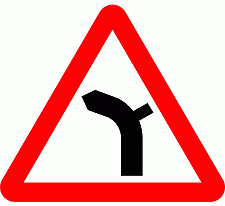 DOT No 512.1 left junction on outside of bend ahead Official Department of Transport Category: Warning Signs / Official schedule number: 1