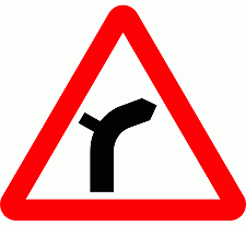 DOT No 512.1   right junction on outside of  bend ahead Official Department of Transport Category: Warning Signs / Official schedule number: 1