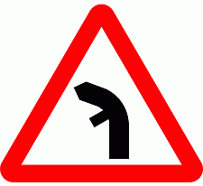 DOT No 512.2  left junction on inside of bend ahead Official Department of Transport Category: Warning Signs / Official schedule number: 1
