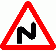 DOT No 513   Double bend first to right Official Department of Transport Category: Warning Signs / Official schedule number: 1