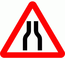 DOT No 516   Road Narrows Ahead Official Department of Transport Category: Warning Signs / Official schedule number: 1