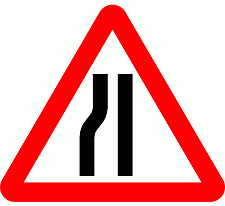 DOT No 517   Road Narrows on left ahead Official Department of Transport Category: Warning Signs / Official schedule number: 1