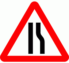 DOT No 517   Road Narrows on right ahead Official Department of Transport Category: Warning Signs / Official schedule number: 1