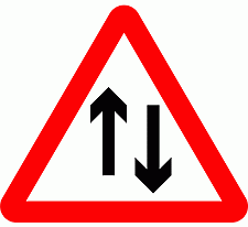 DOT No 521   Two-way traffic Official Department of Transport Category: Warning Signs / Official schedule number: 1