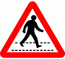 DOT No 544  Pedestrian Crossing Official Department of Transport Category: Warning Signs / Official schedule number: 1
