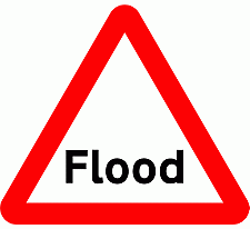 DOT No 554 Flood Warning Sign Official Department of Transport Category: Warning Signs / Official schedule number: 1