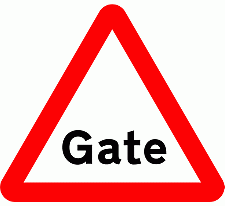 DOT No 554 Gate Warning Sign Official Department of Transport Category: Warning Signs / Official schedule number: 1