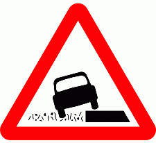 DOT No 556.1 Beware Soft verges Official Department of Transport Category: Warning Signs / Official schedule number: 1