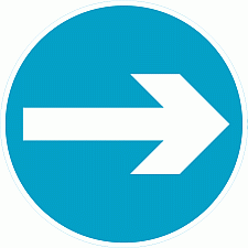 DOT No 606 Turn right Official Department of Transport Category: Regulatory Signs / Official schedule number: 2