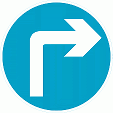 DOT No 609 Turn right ahead Official Department of Transport Category: Regulatory Signs / Official schedule number: 2