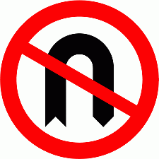 DOT No 614 No U turns Official Department of Transport Category: Regulatory Signs / Official schedule number: 2