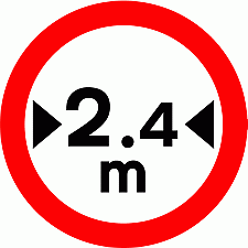DOT No 629 Width limit Official Department of Transport Category: Regulatory Signs / Official schedule number: 2