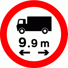 DOT No 629.1 Vehicle length Official Department of Transport Category: Regulatory Signs / Official schedule number: 2