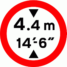 DOT No 629.2A - height limit Official Department of Transport Category: Regulatory Signs / Official schedule number: 2