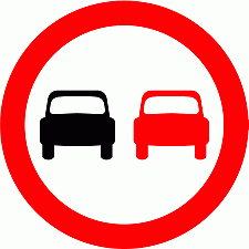 DOT No 632 No overtaking Official Department of Transport Category: Regulatory Signs / Official schedule number: 2