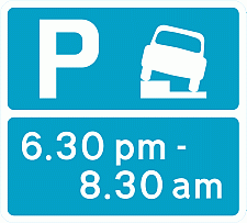DOT No 667.1 partial parking on verge permitted at certain times Official Department of Transport Category: Regulatory Signs / Official schedule number: 2