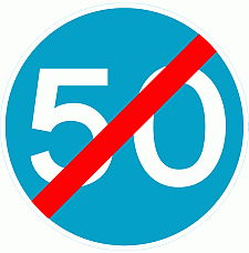 DOT No 673 Minimum Speed 50mph ends Official Department of Transport Category: Regulatory Signs / Official schedule number: 2