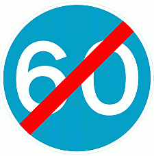 DOT No 673  Minimum Speed 60mph ends Official Department of Transport Category: Regulatory Signs / Official schedule number: 2
