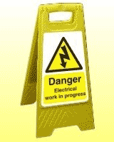 Caution electrical work in progress freestanding sign Caution electrical work in progress