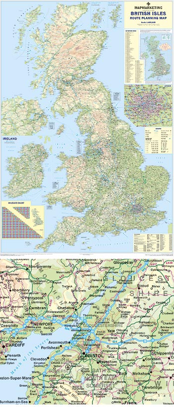 Giant British Isles Motoring Map 