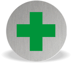 Brushed stainless disc first aid 