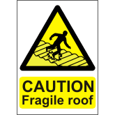 Caution Fragile roof Fragile roof pictogram with text Caution Fragile roof