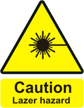 Caution Lazer Hazard Lazor pictogram with the text Lazor hazard