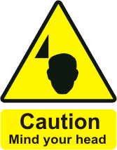 Caution Mind your Head Head Hazard pictogram with the text Mind your head