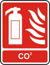 Co2 fire extinguisher Illustration of fire extinguisher with text CO2