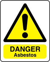 Danger asbestos Exclamation mark with text Danger asbestos
