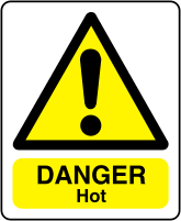 Danger hot Exclamation mark with text Danger hot