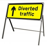 Diverted traffic arrow ahead 