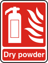 Dry powder fire extinguisher Illustration of fire extinguisher with text dry powder