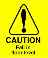Fall in floor level sign Fall in floor level