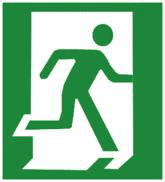 Fire Exit Running man only left sign Left hand 'running man'