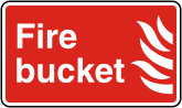 Fire bucket sign Illustration of fire with text Fire bucket