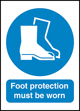Foot Protection outdoor sign Foot protection must be warn