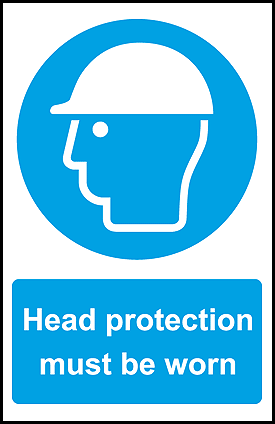 Head Protection outdoor sign Head protection must be warn