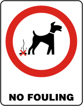 No fouling sign No fouling with dog and steaming mess
