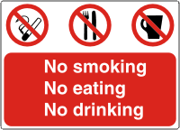 No smoking eating drinking sign No smoking, No eating, No drinking