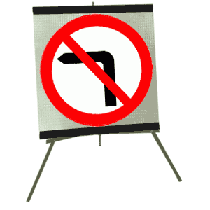 No Left Turn Roll Up Sign 