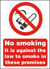 UK smoking ban sign 1 No Smoking - It is against the law to smoke in these premises