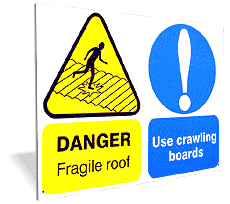 Use Crawling Boards Danger Fragile Roof - Use Crawling Boards
