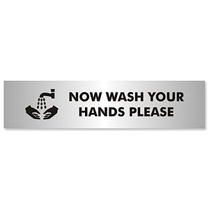 Wash Hands Sign Aluminium Effect Acrylic 