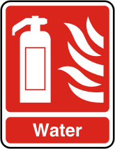 Water fire extinguisher Illustration of fire extinguisher with text water